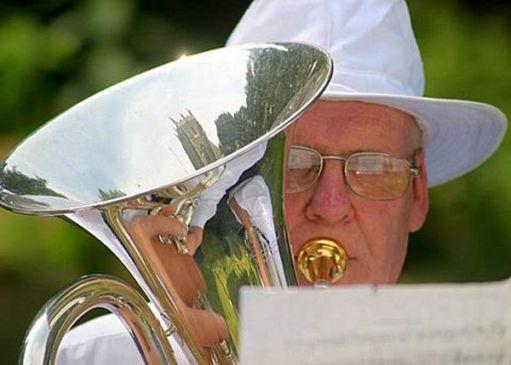 Man playing brass instrument
